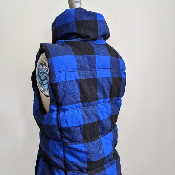 Royal blue and black fleece-lined puffer vest - Picture 4 of 6